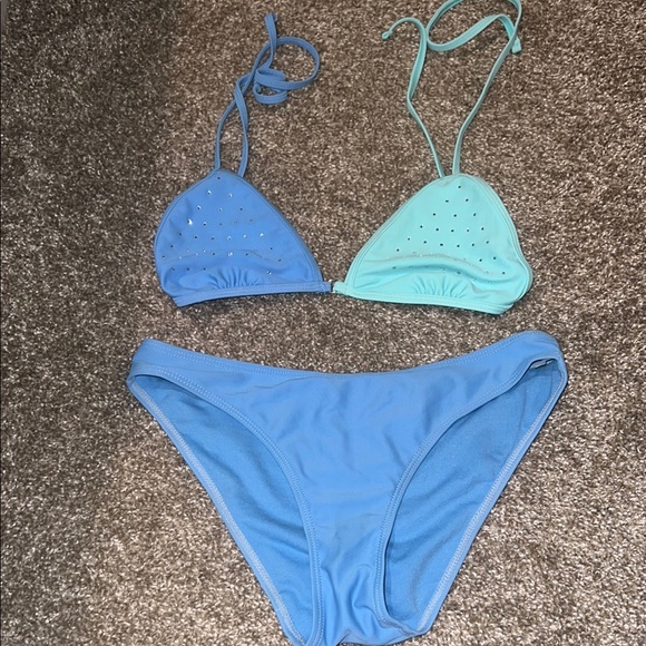 No Boundaries Blue and Light Blue Bikini - Picture 1 of 2